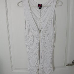 Rauched White Sleeveless Tunic